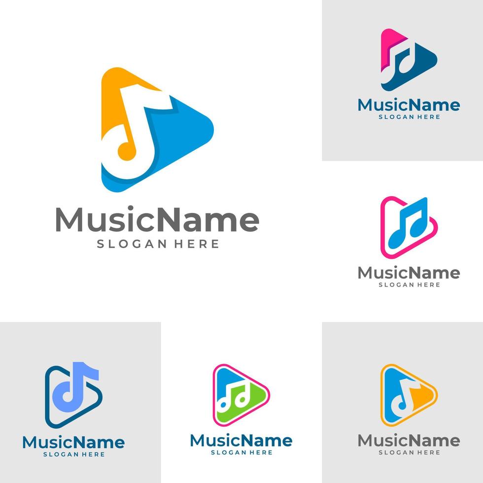 impostato di giocare musica logo modello design vettore, emblema, design concetto, creativo simbolo, icona vettore