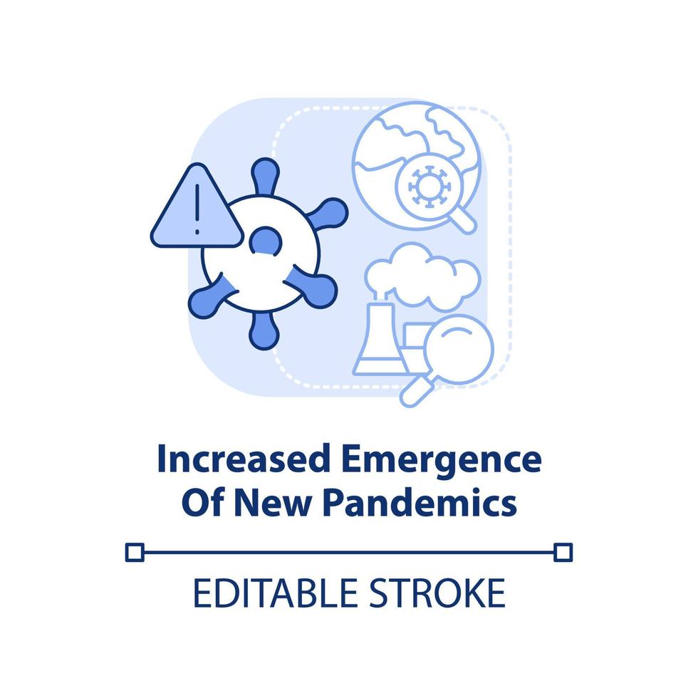 è aumentato emergenza di nuovo pandemie leggero blu concetto icona. sovrappopolazione effetto astratto idea magro linea illustrazione. isolato schema disegno. modificabile ictus. vettore