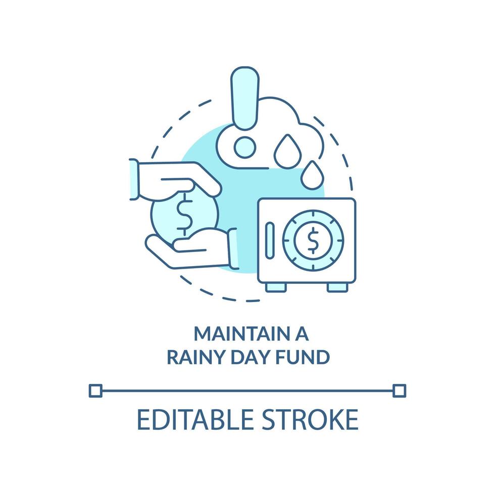 mantenere piovoso giorno fondo turchese concetto icona. proteggere i soldi durante inflazione astratto idea magro linea illustrazione. isolato schema disegno. modificabile ictus. vettore