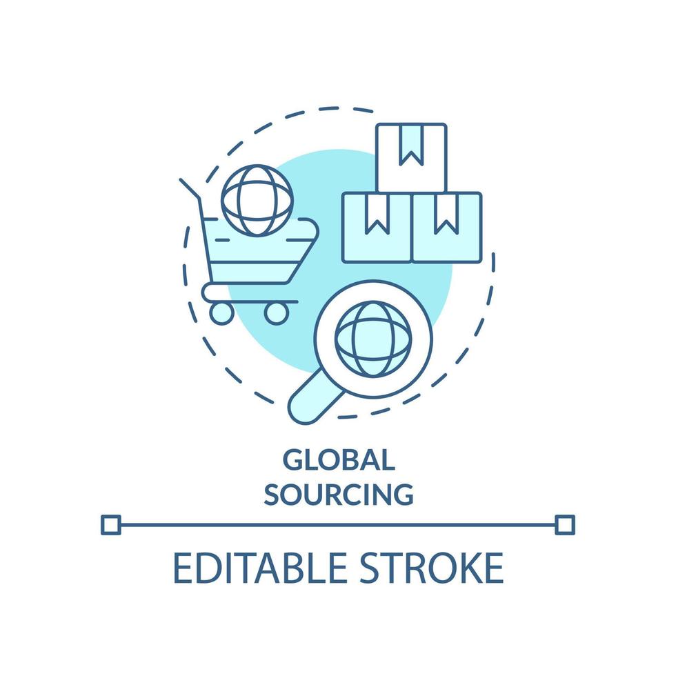 globale Reperimento turchese concetto icona. Approvvigionamento strategia astratto idea magro linea illustrazione. straniero produttore. isolato schema disegno. modificabile ictus. vettore