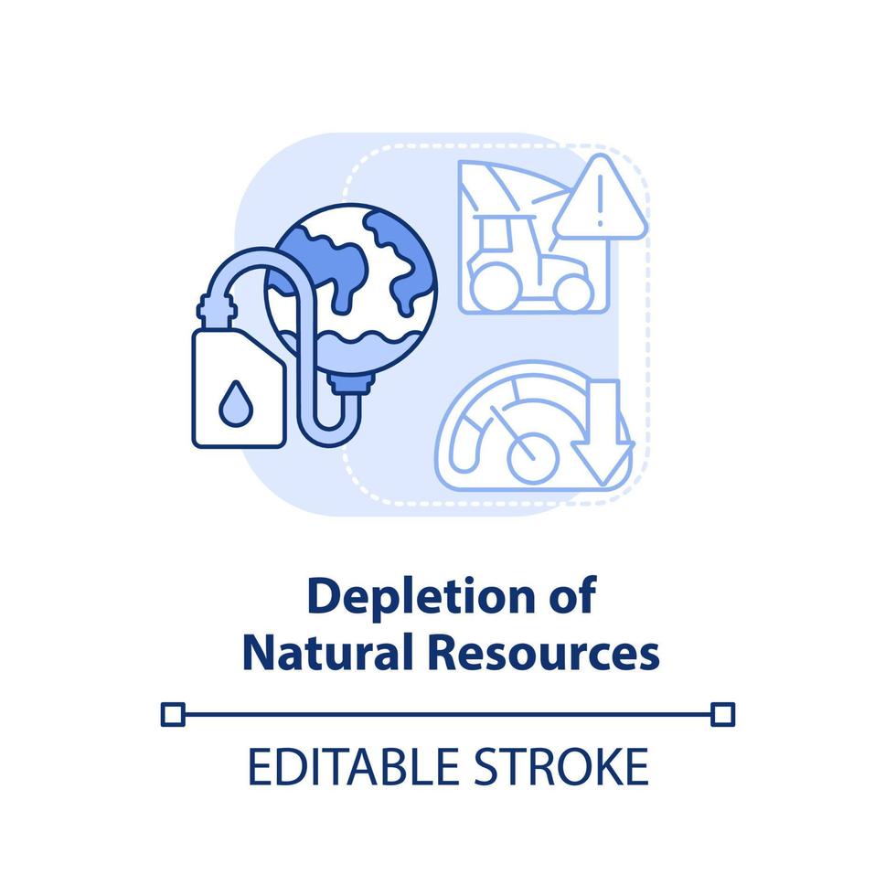 esaurimento di naturale risorse leggero blu concetto icona. effetto di sovrappopolazione astratto idea magro linea illustrazione. isolato schema disegno. modificabile ictus. vettore