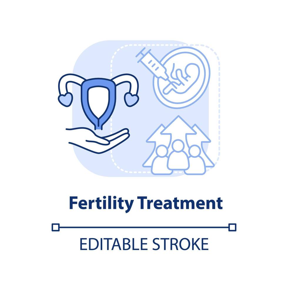 fertilità trattamento leggero blu concetto icona. concepire. causa di sovrappopolazione astratto idea magro linea illustrazione. isolato schema disegno. modificabile ictus. vettore