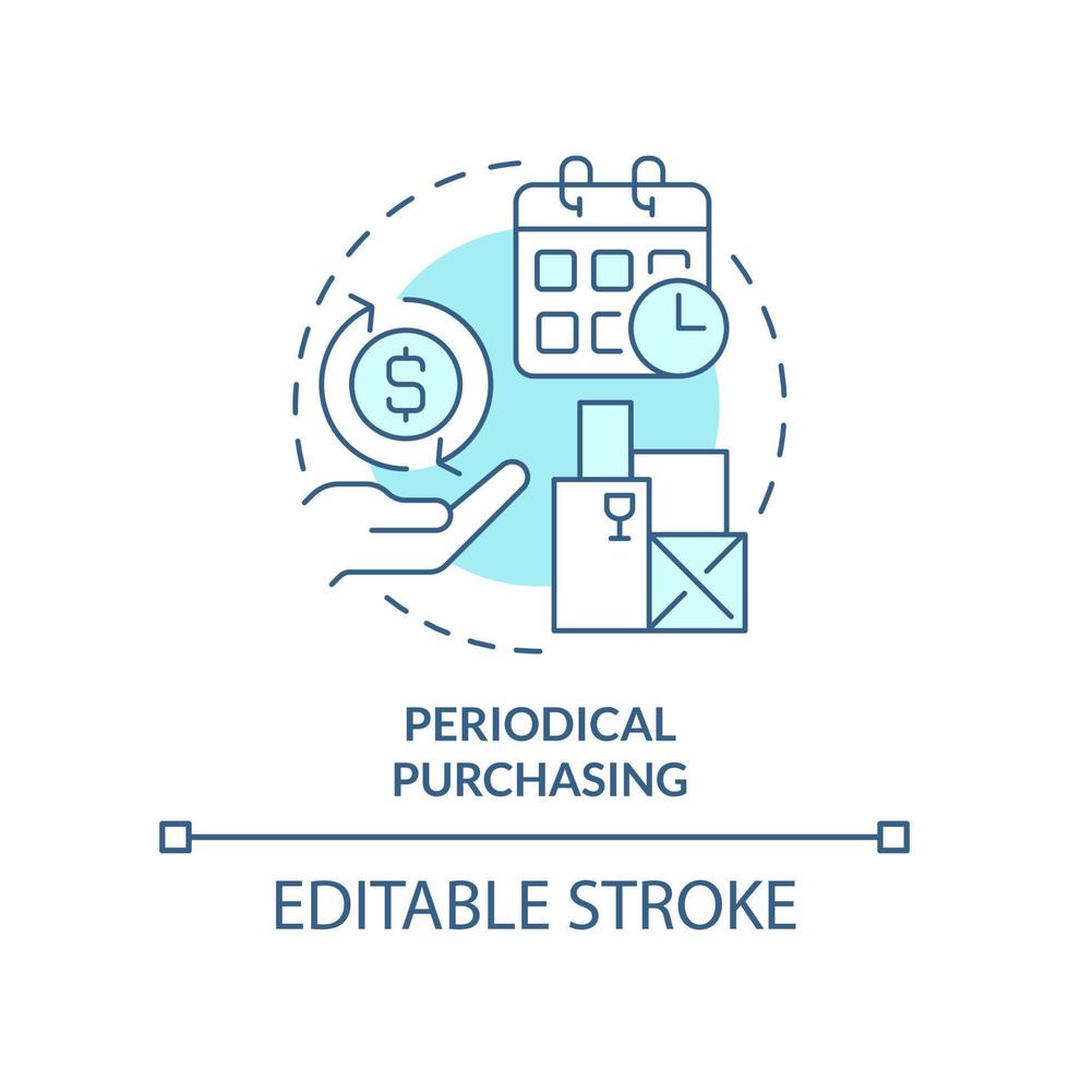 periodico acquisto turchese concetto icona. Approvvigionamento metodo astratto idea magro linea illustrazione. regolare pagamenti. isolato schema disegno. modificabile ictus. vettore