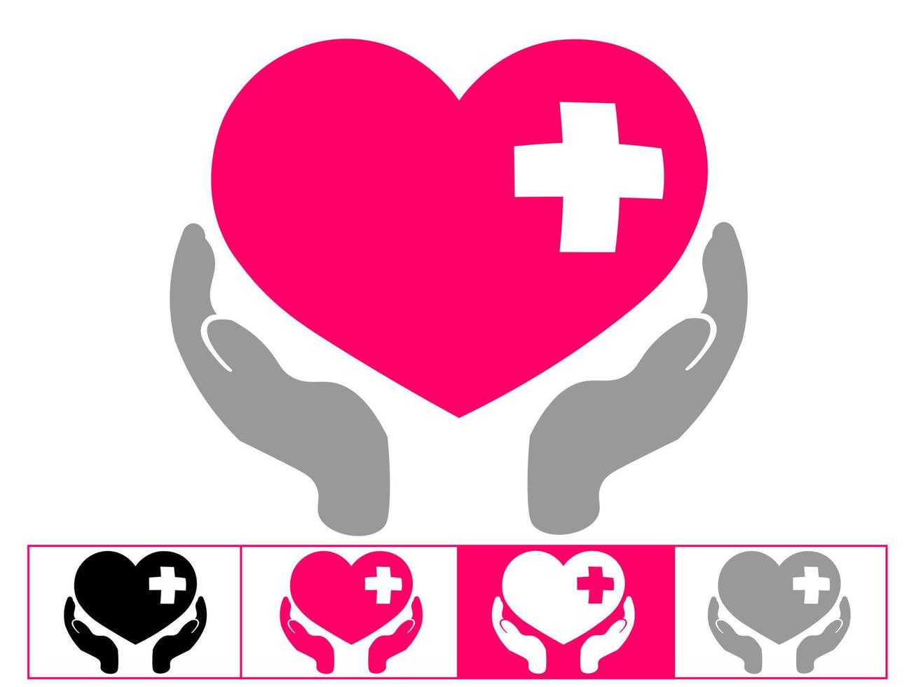 beneficenza logo, mani supporto cuore icona piatto design vettore illustrazione