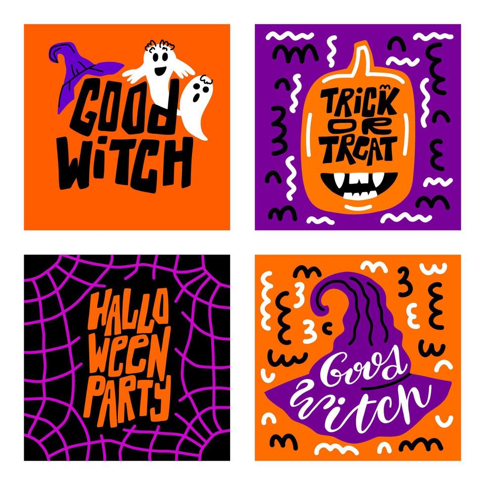 Halloween lettering manifesto impostato vettore