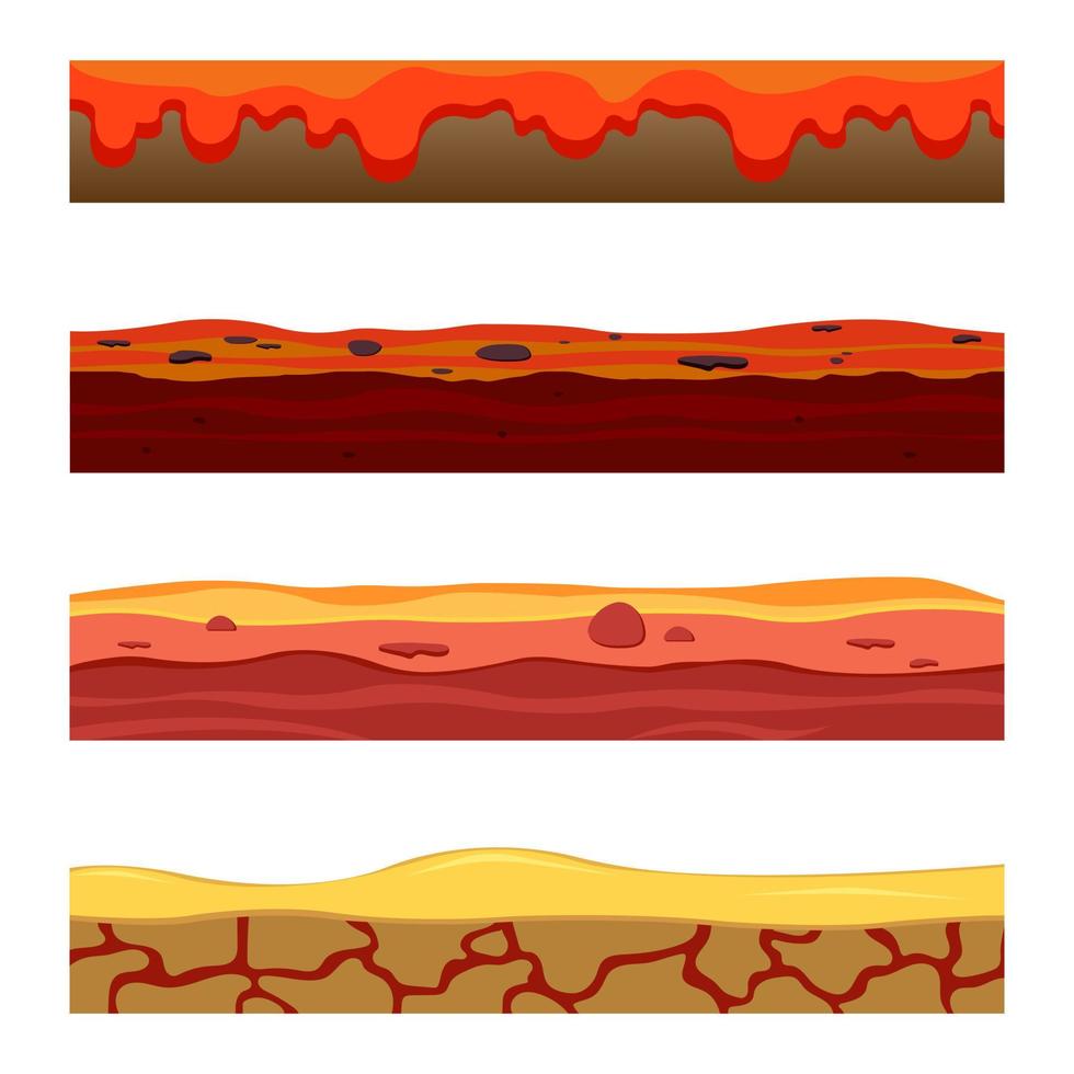 terra, suolo, acqua superficie, per costume Giochi. 2d gioco piattaforma. vettore illustrazione di terra, ardente lava