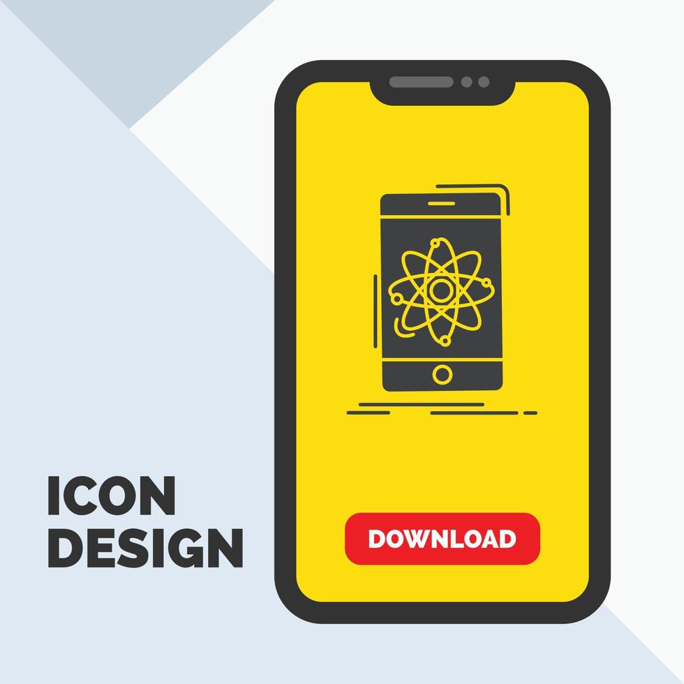 dati. informazione. mobile. ricerca. scienza glifo icona nel mobile per Scarica pagina. giallo sfondo vettore