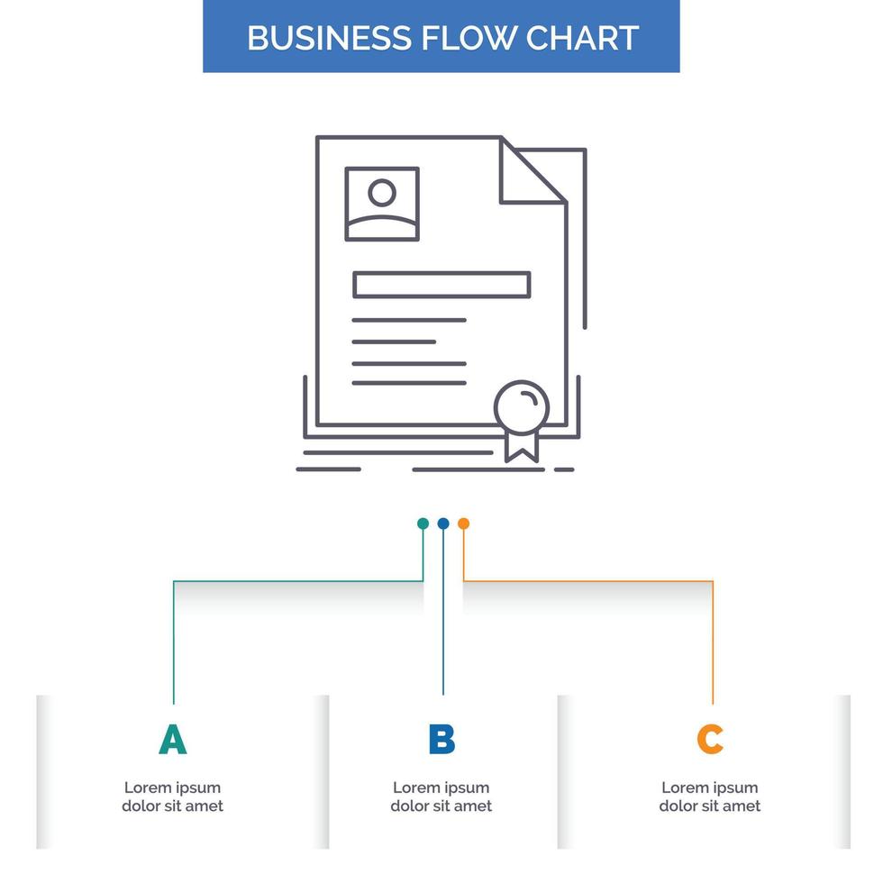 contrarre. distintivo. attività commerciale. accordo. certificato attività commerciale flusso grafico design con 3 passi. linea icona per presentazione sfondo modello posto per testo vettore
