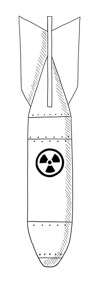 vettore nero e bianca contorno illustrazione di un' nucleare bomba