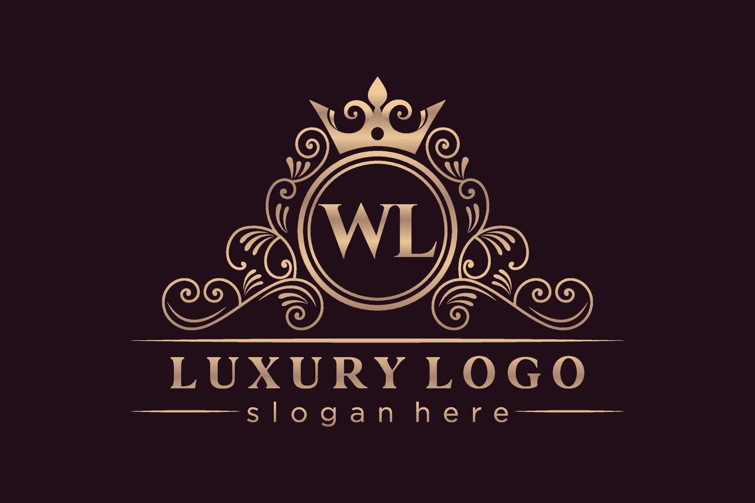 wl iniziale lettera oro calligrafico femminile floreale mano disegnato araldico monogramma antico Vintage ▾ stile lusso logo design premio vettore