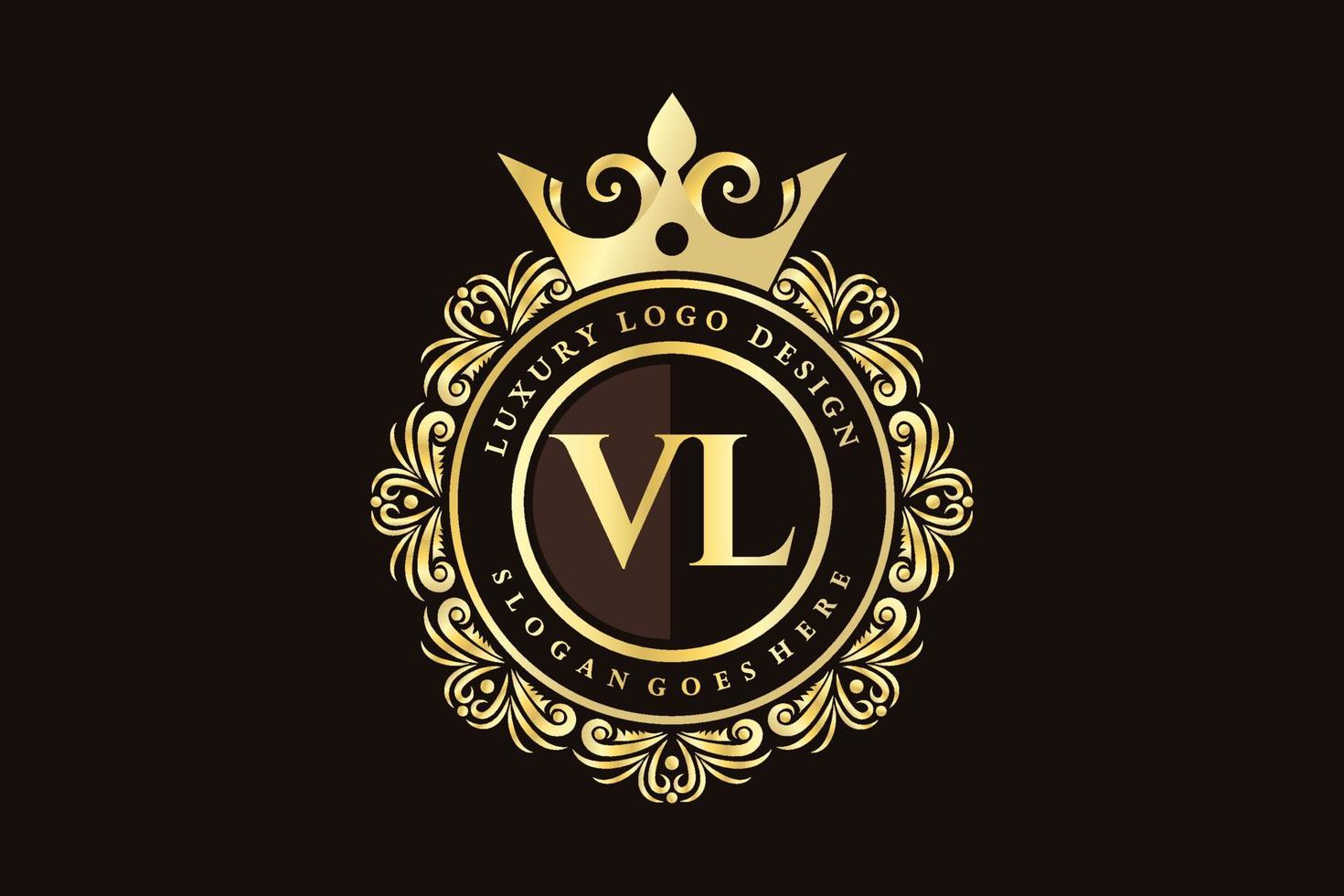 vl iniziale lettera oro calligrafico femminile floreale mano disegnato araldico monogramma antico Vintage ▾ stile lusso logo design premio vettore