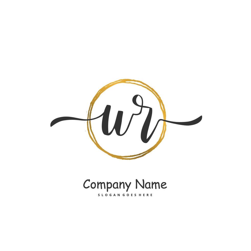 wr iniziale grafia e firma logo design con cerchio. bellissimo design manoscritto logo per moda, squadra, nozze, lusso logo. vettore