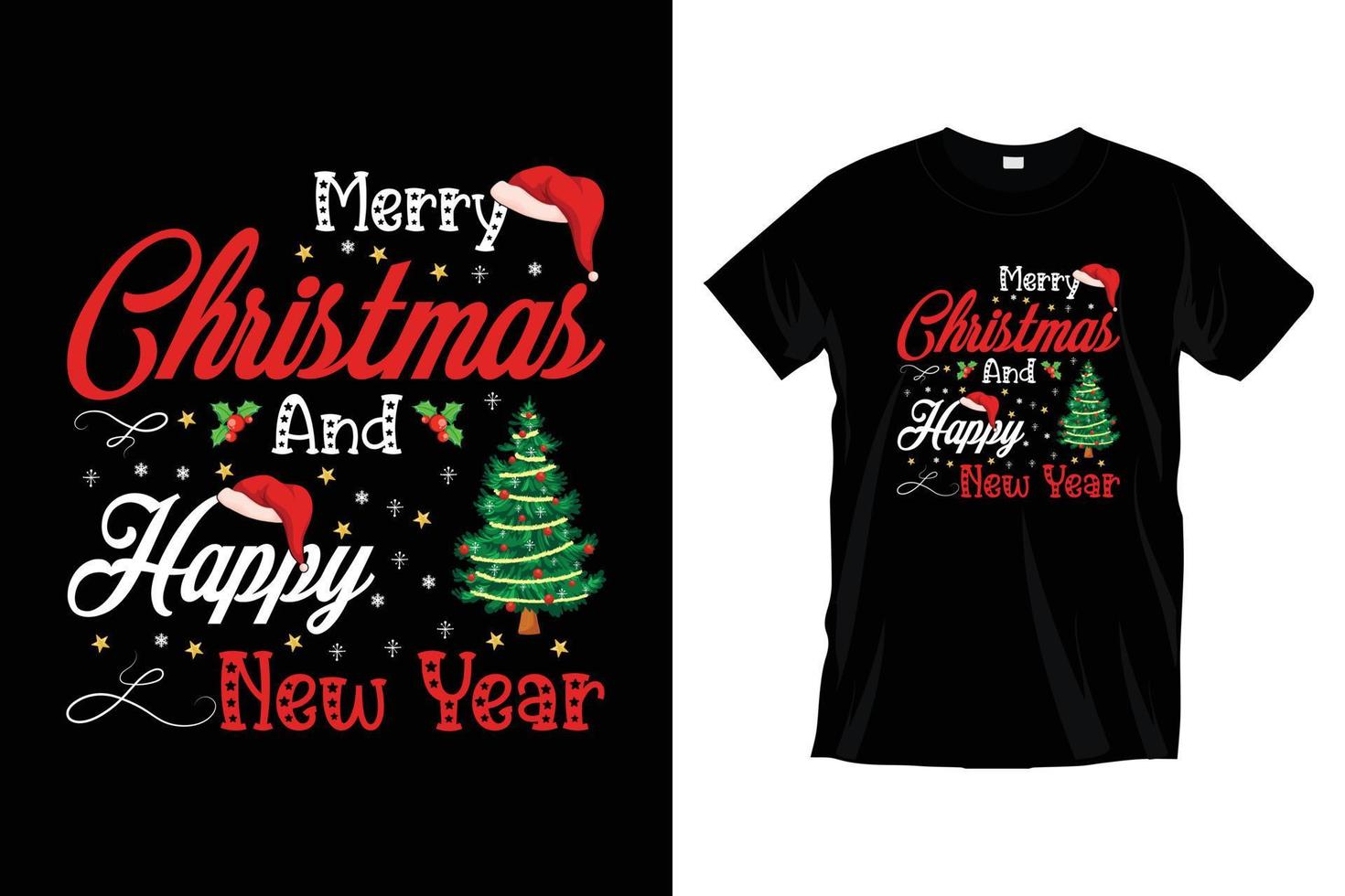 allegro Natale e contento nuovo anno. moderno Natale t camicia grafico. vettore