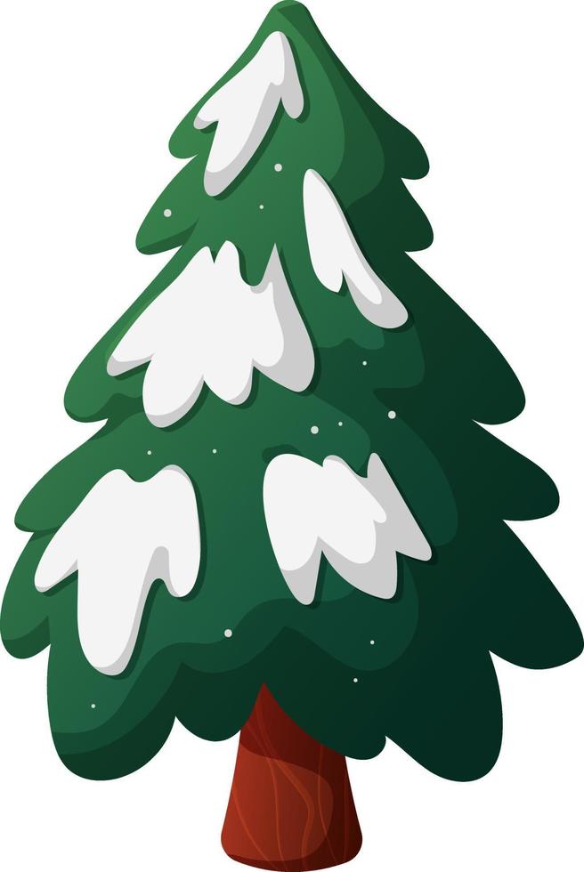 Natale albero nel cartone animato stile con neve isolato vettore