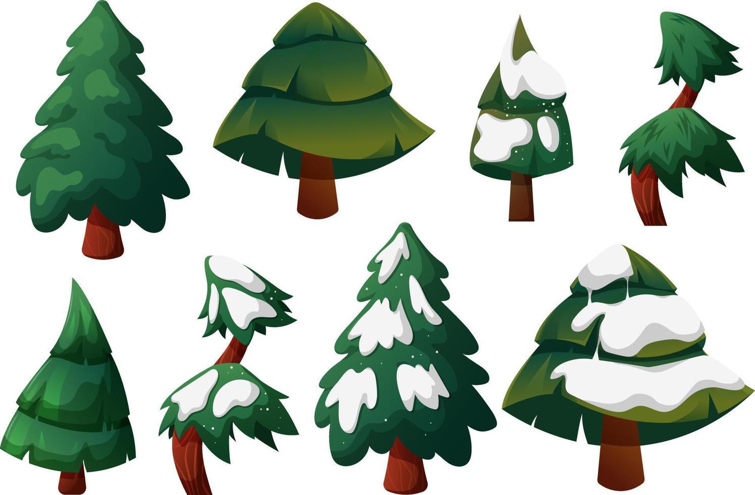 impostato di Natale alberi, abete alberi su trasparente sfondo con neve e senza vettore
