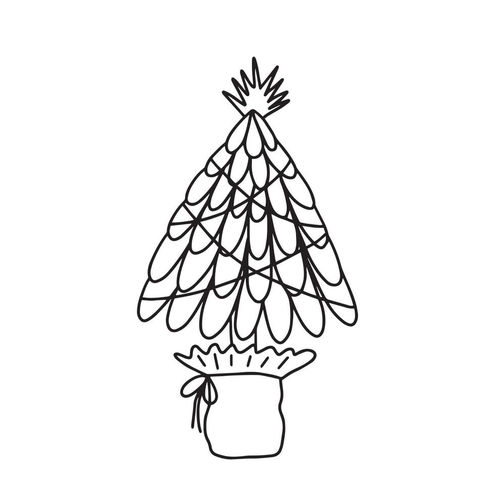 Natale albero nel pentola vettore scarabocchio clip arte. mano disegnato Natale albero illustrazione