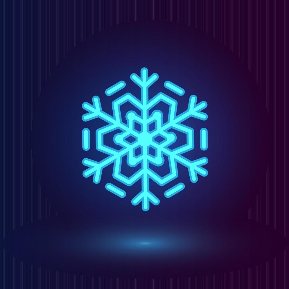 vettore neon blu fiocco di neve. inverno icone su buio blu sfondo. vettore notte luminosa striscione. per saluto carte, i saldi, ui e ux, sito web