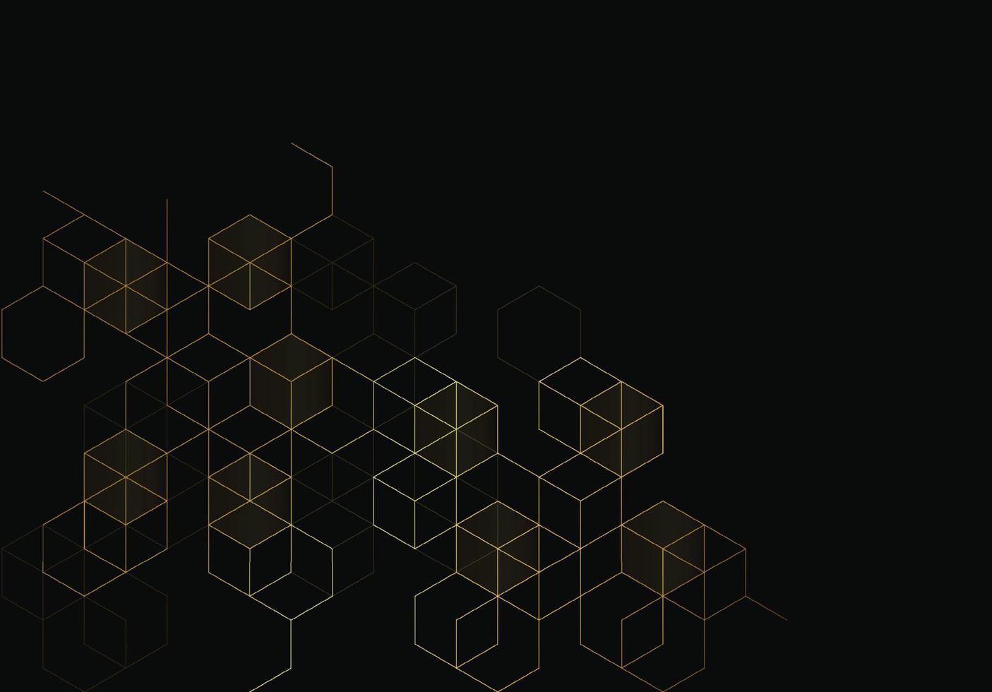 blockchain concetto bandiera con astratto geometrico poligonale con oro Linee. scienza e tecnologia sfondo. vettore illustrazione