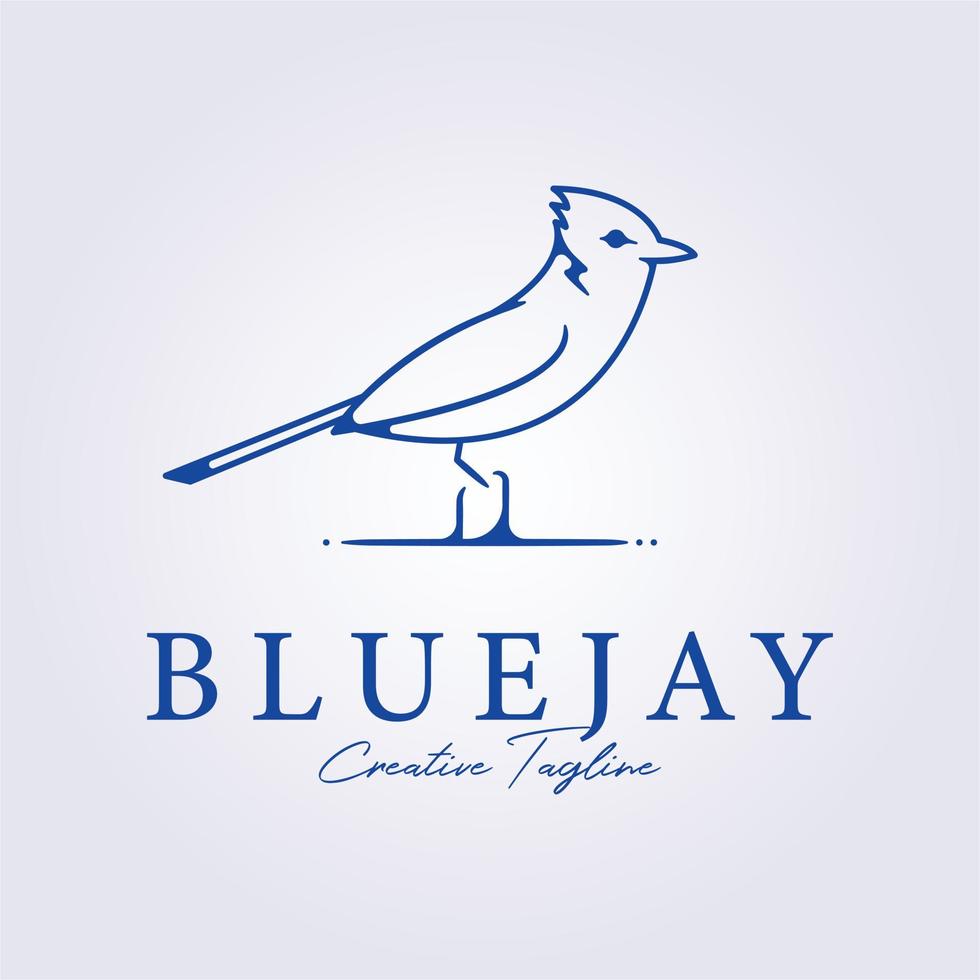 bluejay uccello pertica nel terra linea arte per logo icona simbolo vettore illustrazione design