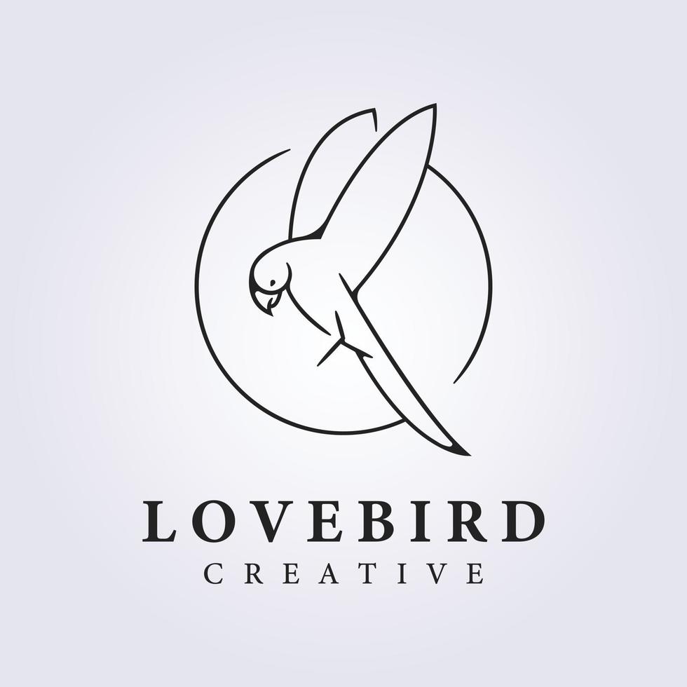 semplice volante pappagallino verde africano schema logo icona simbolo vettore illustrazione design con distintivo insegne