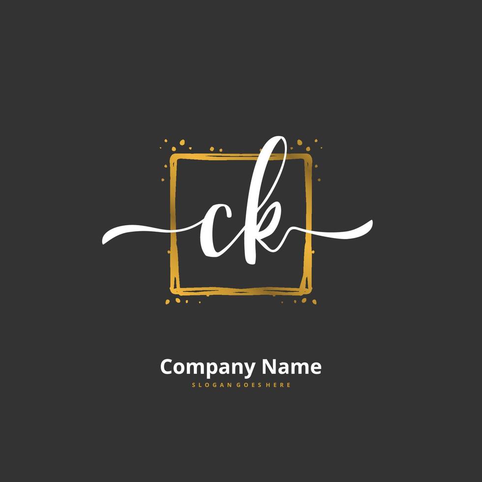 c K ck iniziale grafia e firma logo design con cerchio. bellissimo design manoscritto logo per moda, squadra, nozze, lusso logo. vettore