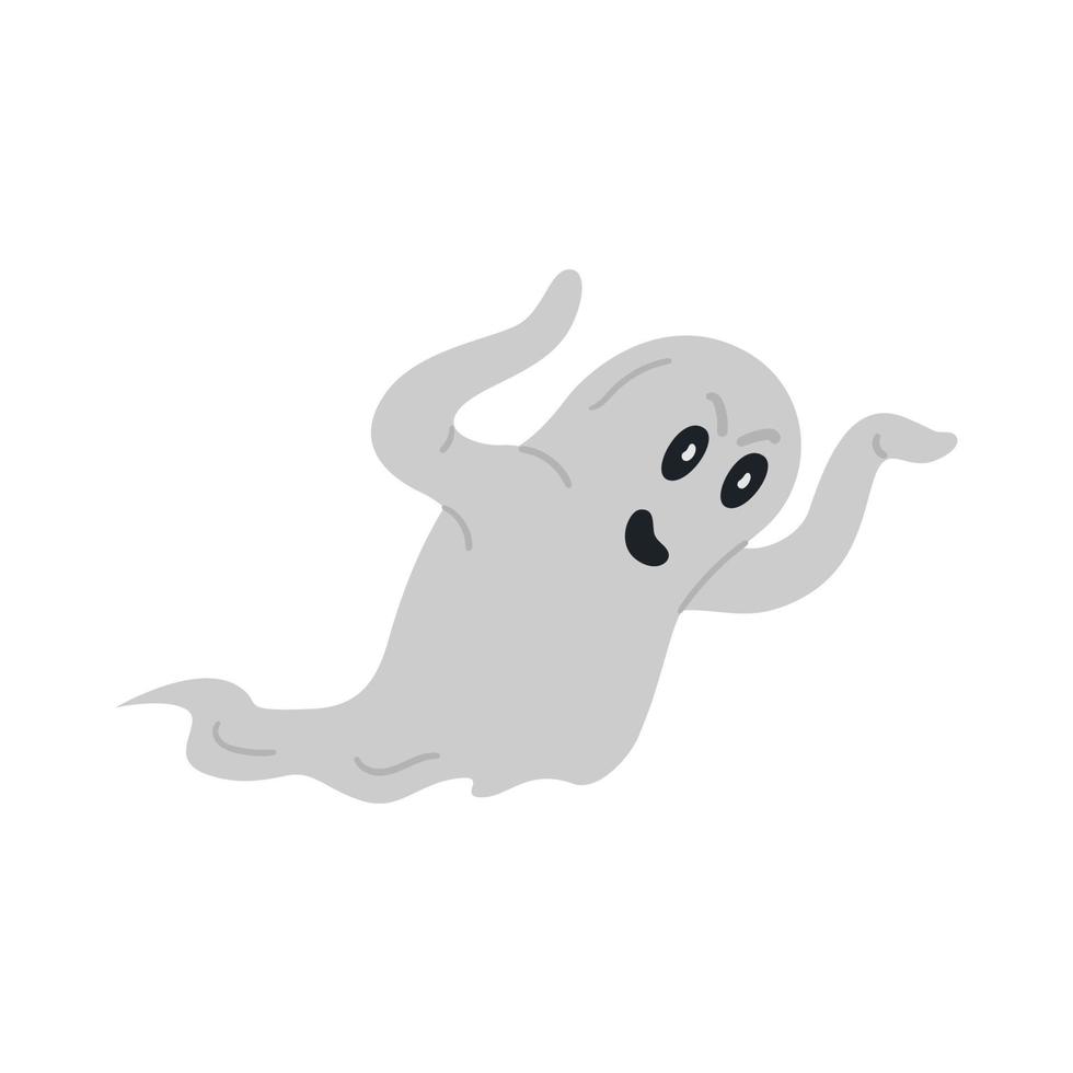 pauroso Halloween volante fantasma vettore illustrazione isolted su bianca.