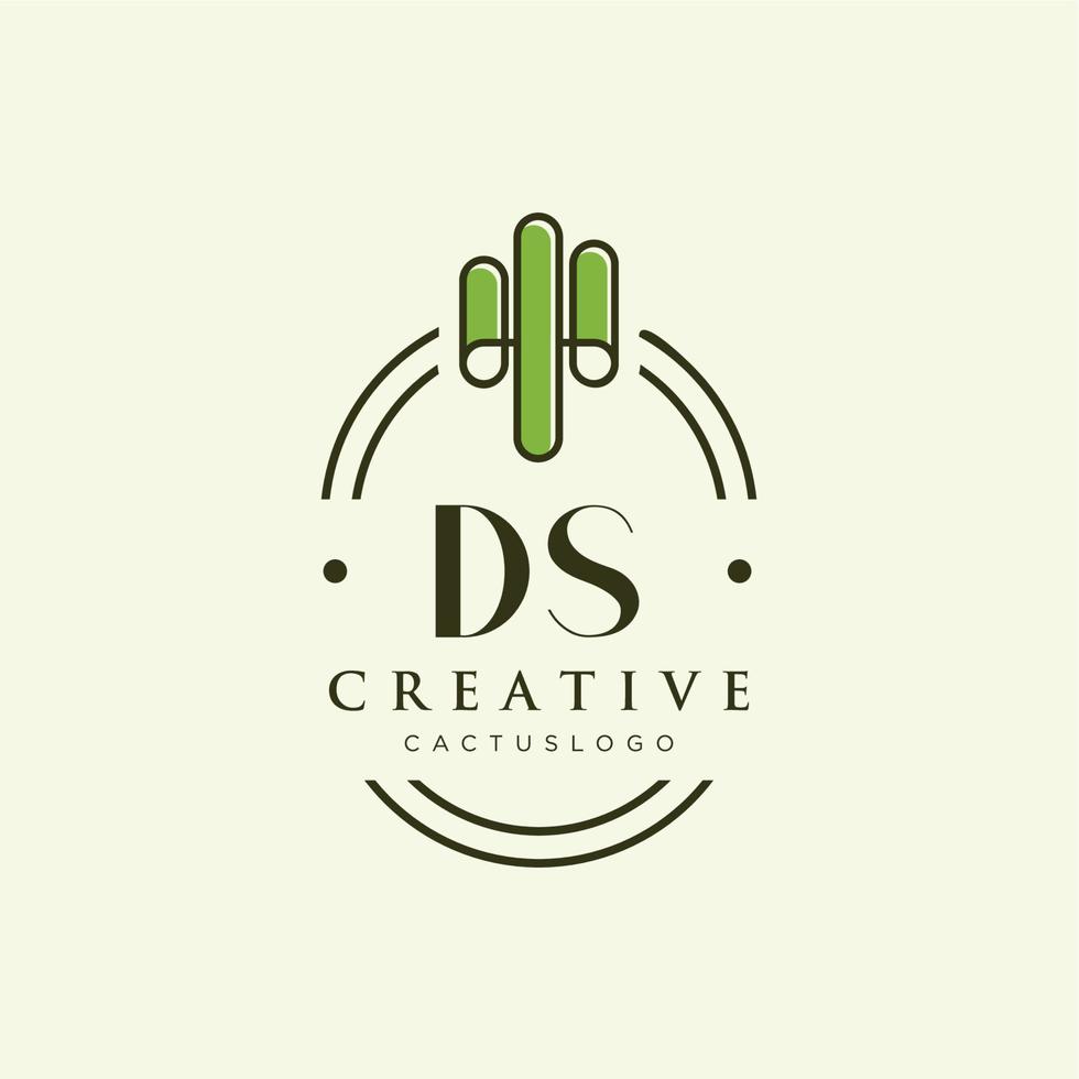 ds iniziale lettera verde cactus logo vettore