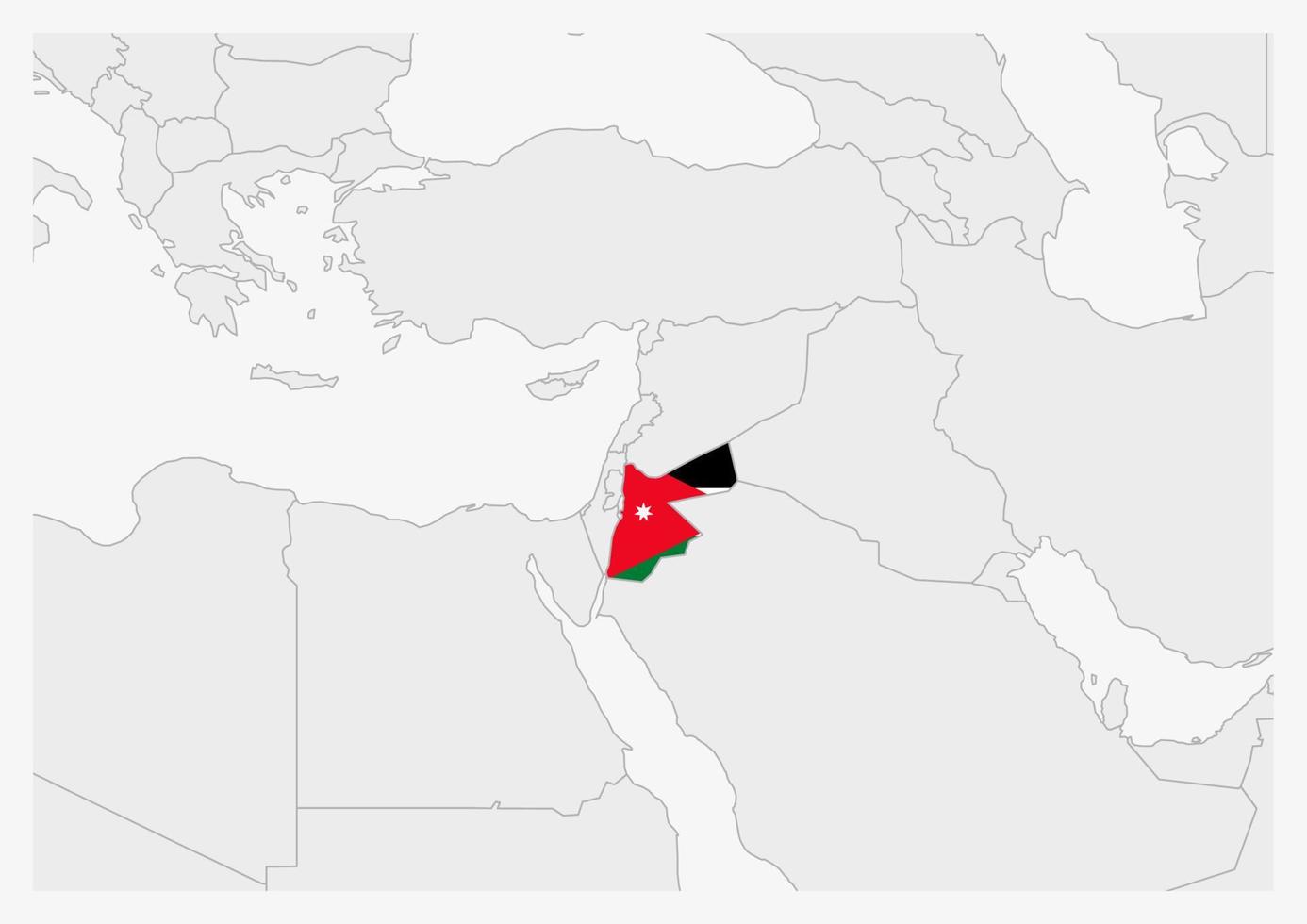 Giordania carta geografica evidenziato nel Giordania bandiera colori vettore