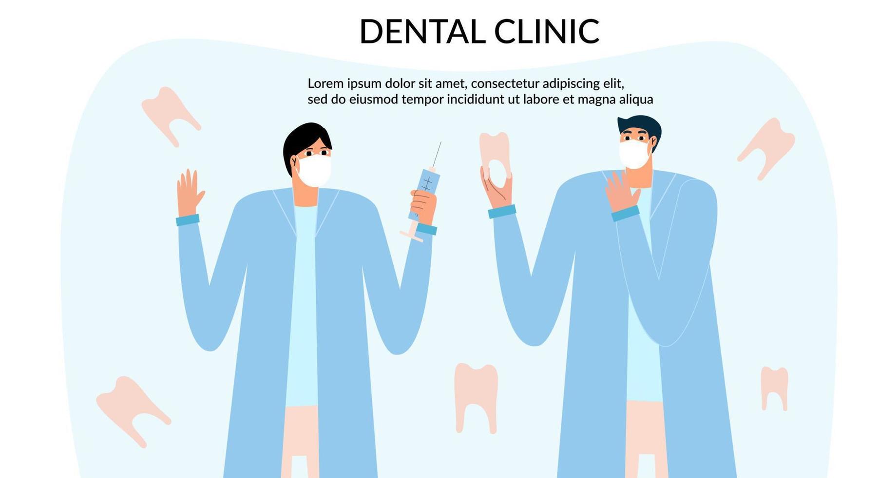dentale clinica atterraggio pagina. Due ortodontisti. sito web modello. vettore illustrazione nel piatto stile