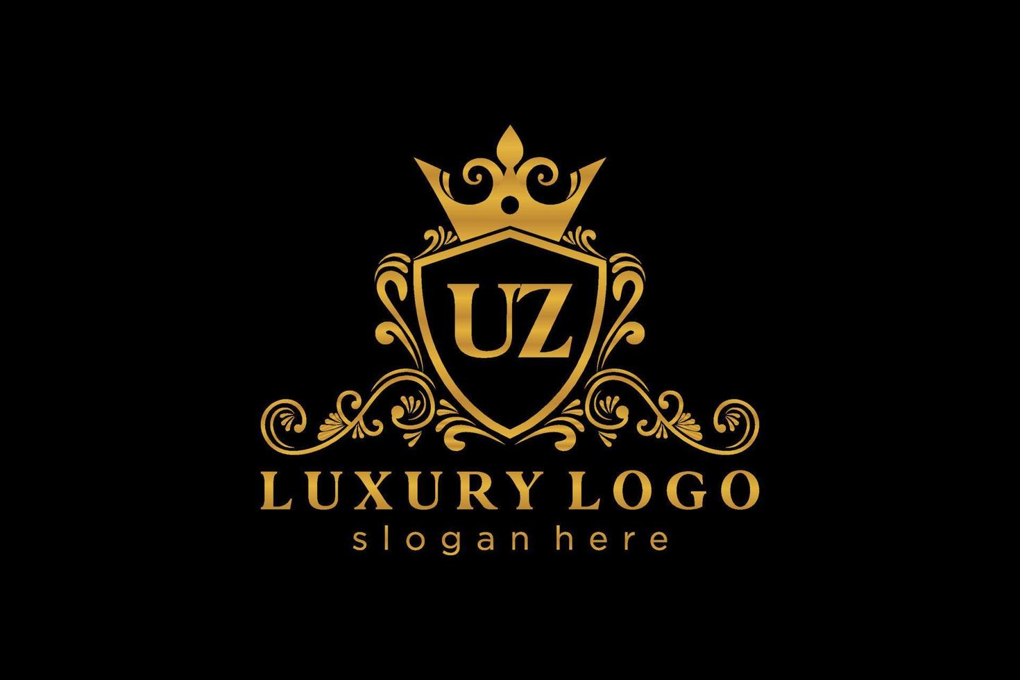 iniziale uz lettera reale lusso logo modello nel vettore arte per ristorante, regalità, boutique, bar, Hotel, araldico, gioielleria, moda e altro vettore illustrazione.