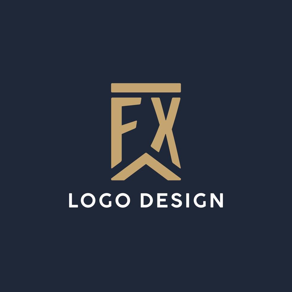 fx iniziale monogramma logo design nel un' rettangolare stile con curvo lati vettore