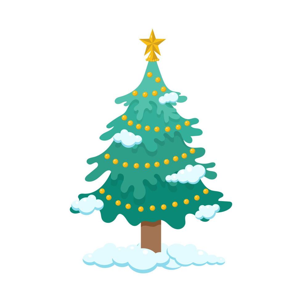 Natale albero con un' stella e un' ghirlanda. vettore illustrazione