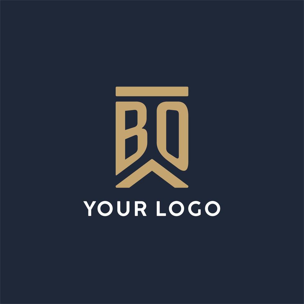 bo iniziale monogramma logo design nel un' rettangolare stile con curvo lati vettore