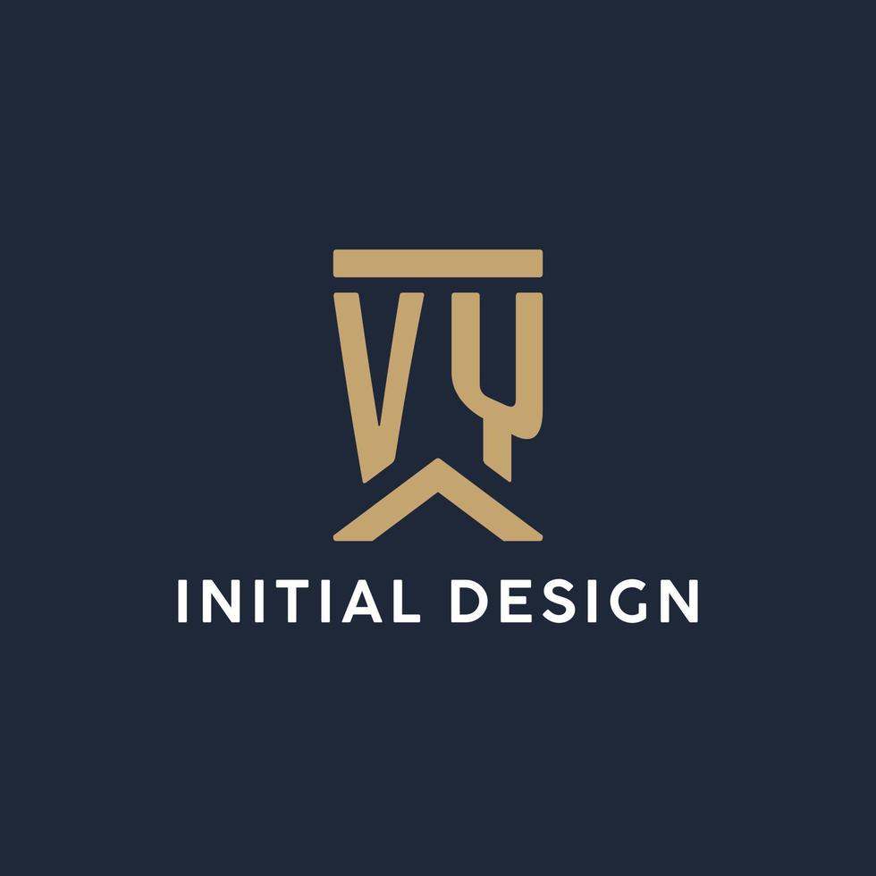 vy iniziale monogramma logo design nel un' rettangolare stile con curvo lati vettore
