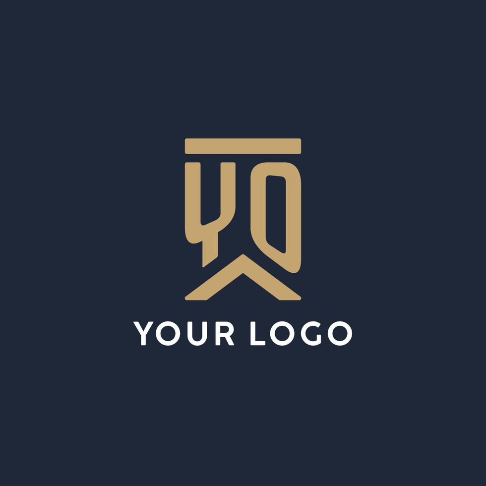 yo iniziale monogramma logo design nel un' rettangolare stile con curvo lati vettore