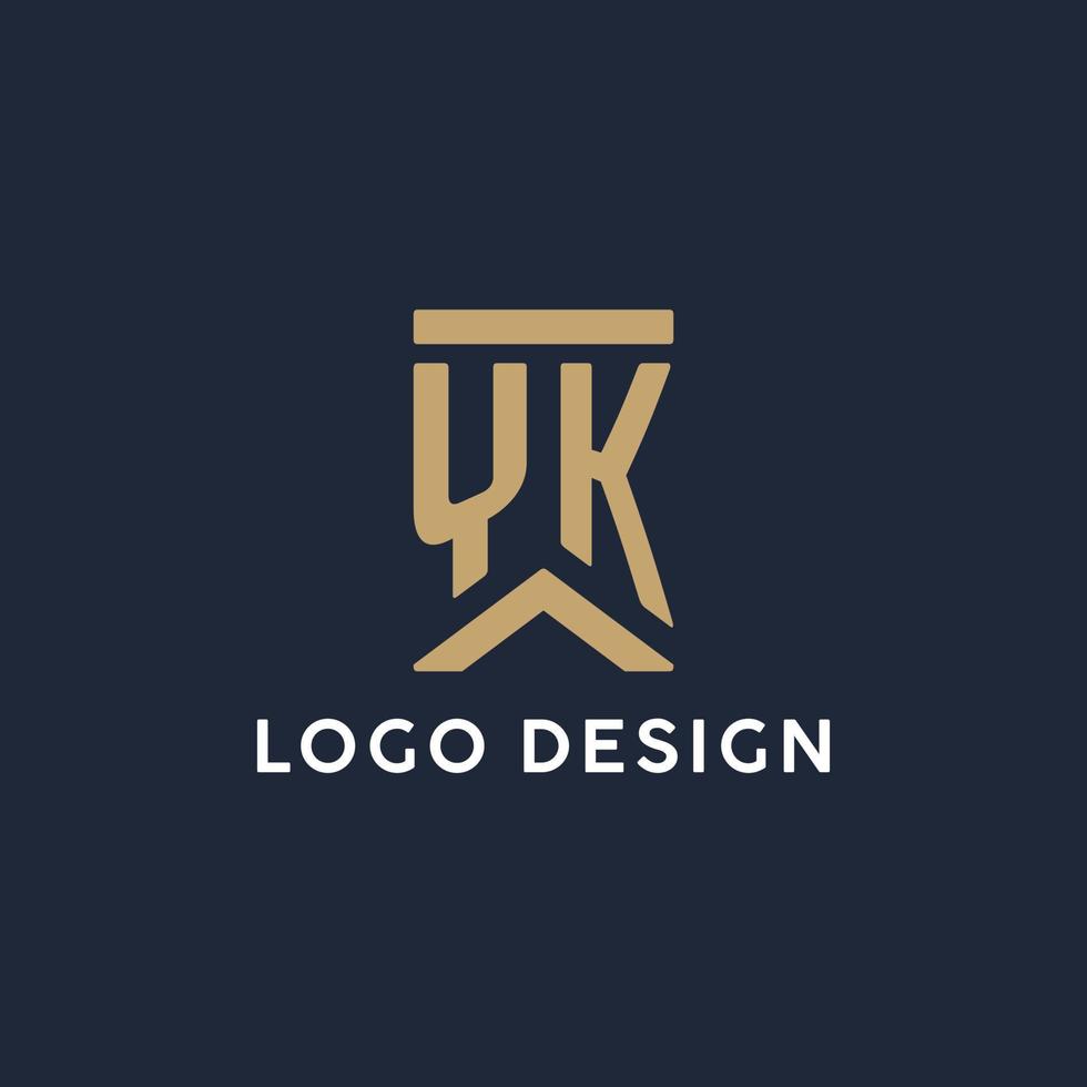 yk iniziale monogramma logo design nel un' rettangolare stile con curvo lati vettore