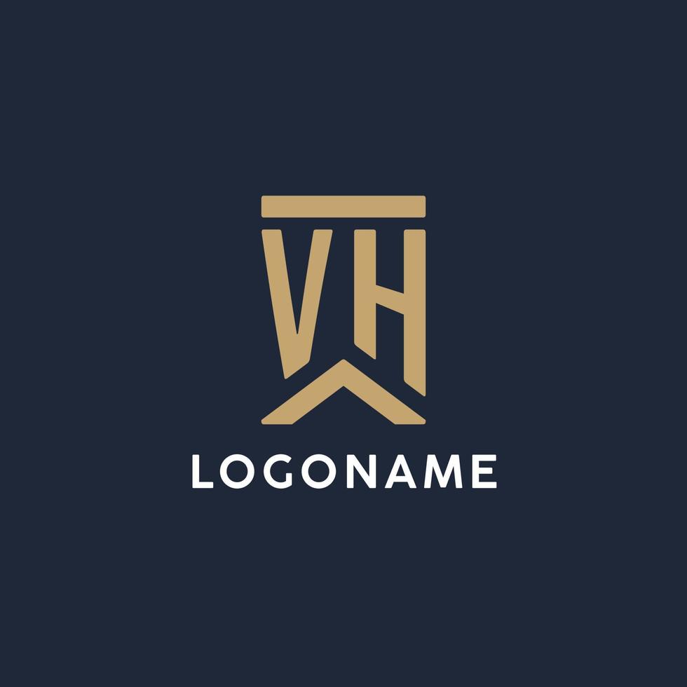 vh iniziale monogramma logo design nel un' rettangolare stile con curvo lati vettore