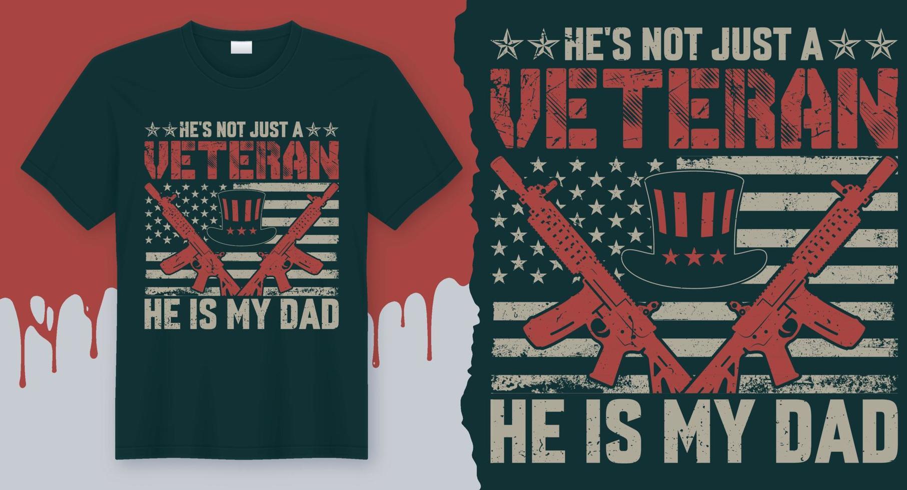 lui è non appena un' veterano lui è mio papà. veterano citazione maglietta design vettore