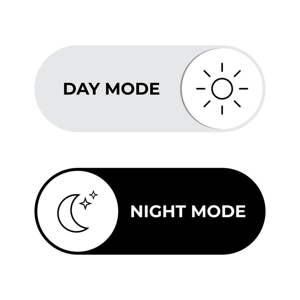 giorno notte modalità icona vettore. leggero e buio interruttore pulsante interfaccia vettore