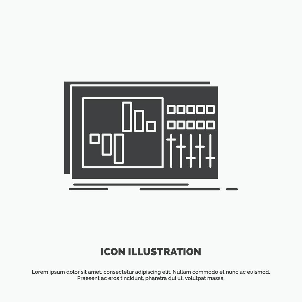 controllo. equalizzatore. equalizzazione. suono. studio icona. glifo vettore grigio simbolo per ui e ux. sito web o mobile applicazione