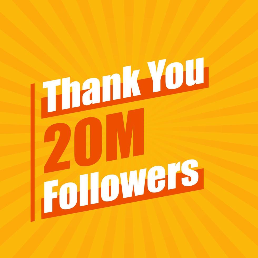grazie 20 milioni di follower, 20000000 follower celebrano il design moderno e colorato. vettore