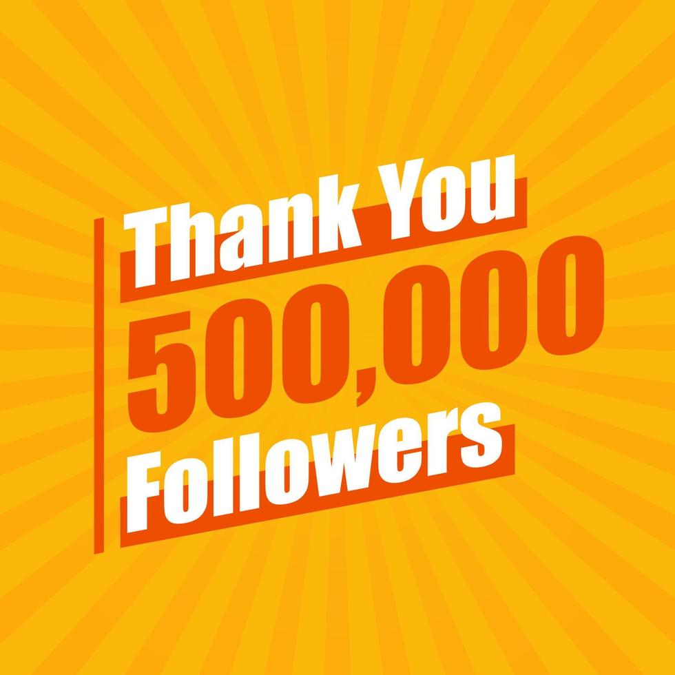 grazie 500000 follower, 500k follower che celebrano un design moderno e colorato. vettore