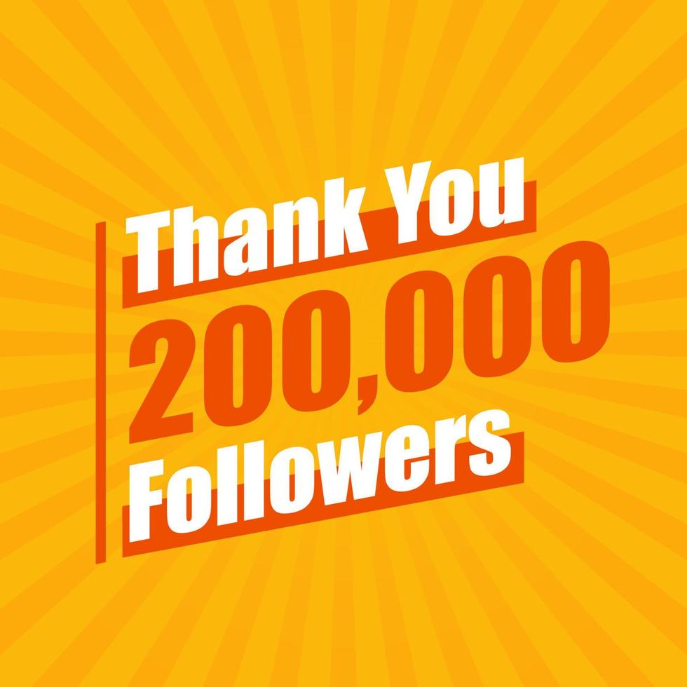 grazie 200000 follower, 200k follower che celebrano un design moderno e colorato. vettore