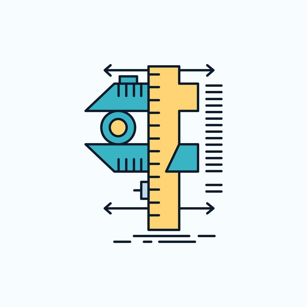 misurare. calibro. calibri. fisica. misurazione piatto icona. verde e giallo cartello e simboli per sito web e mobile applicazione. vettore illustrazione