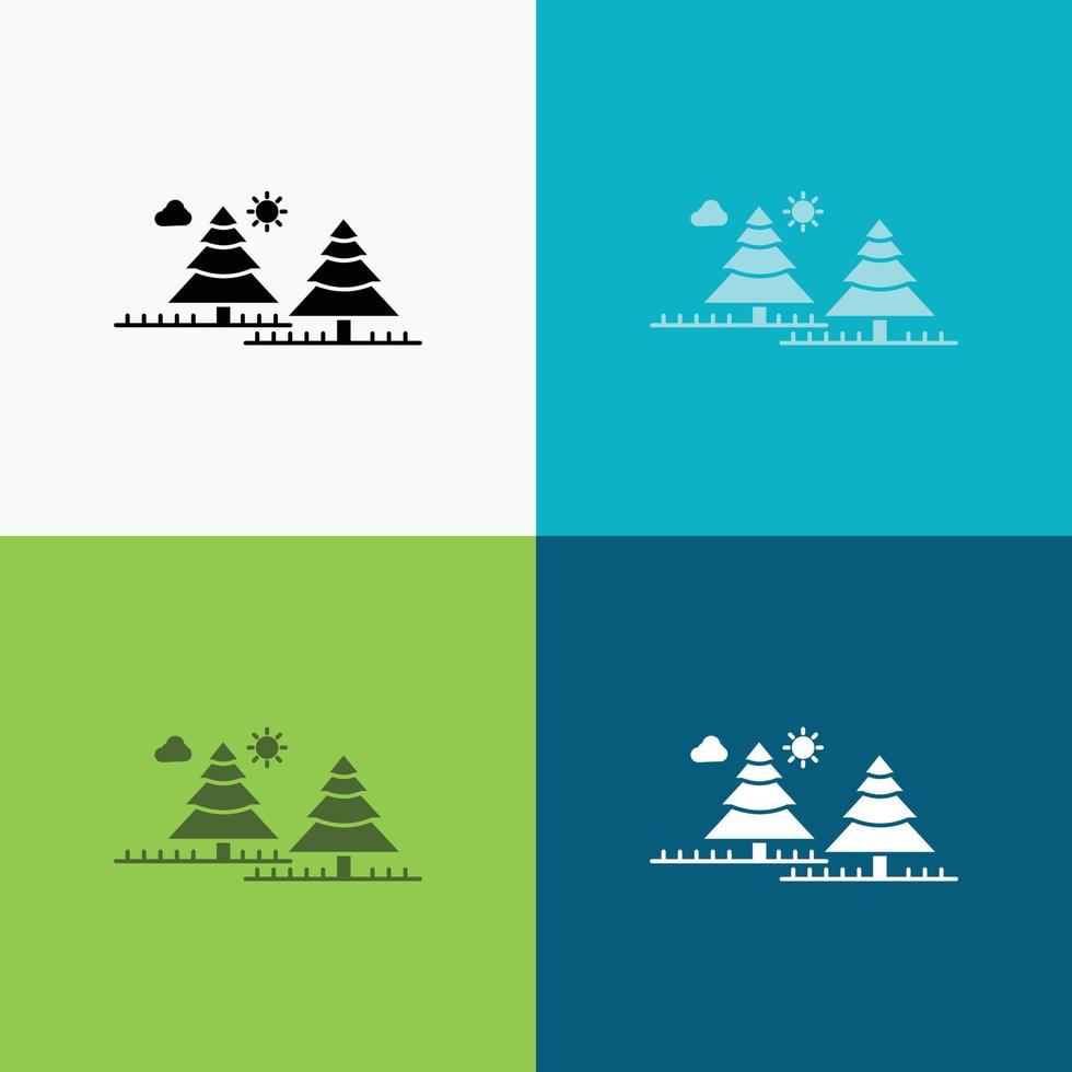 foresta. campeggio. giungla. albero. pini icona al di sopra di vario sfondo. glifo stile design. progettato per ragnatela e app. eps 10 vettore illustrazione