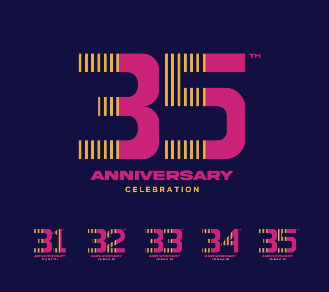 anniversario celebrazione logotipo impostare. 31 per 35 vettore