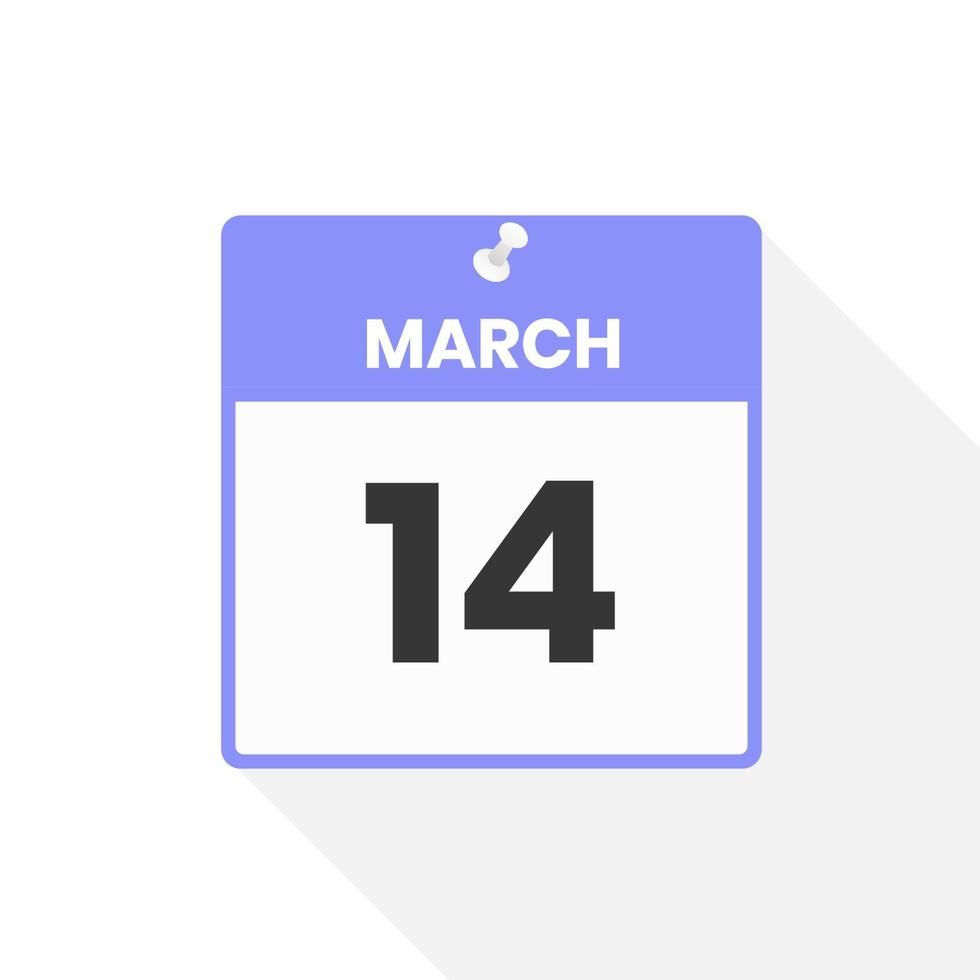 marzo 14 calendario icona. Data, mese calendario icona vettore illustrazione