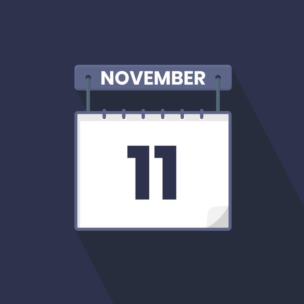 11 ° novembre calendario icona. novembre 11 calendario Data mese icona vettore illustratore