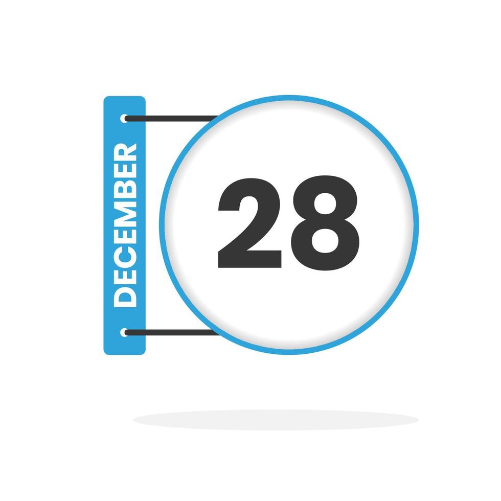 dicembre 28 calendario icona. Data, mese calendario icona vettore illustrazione