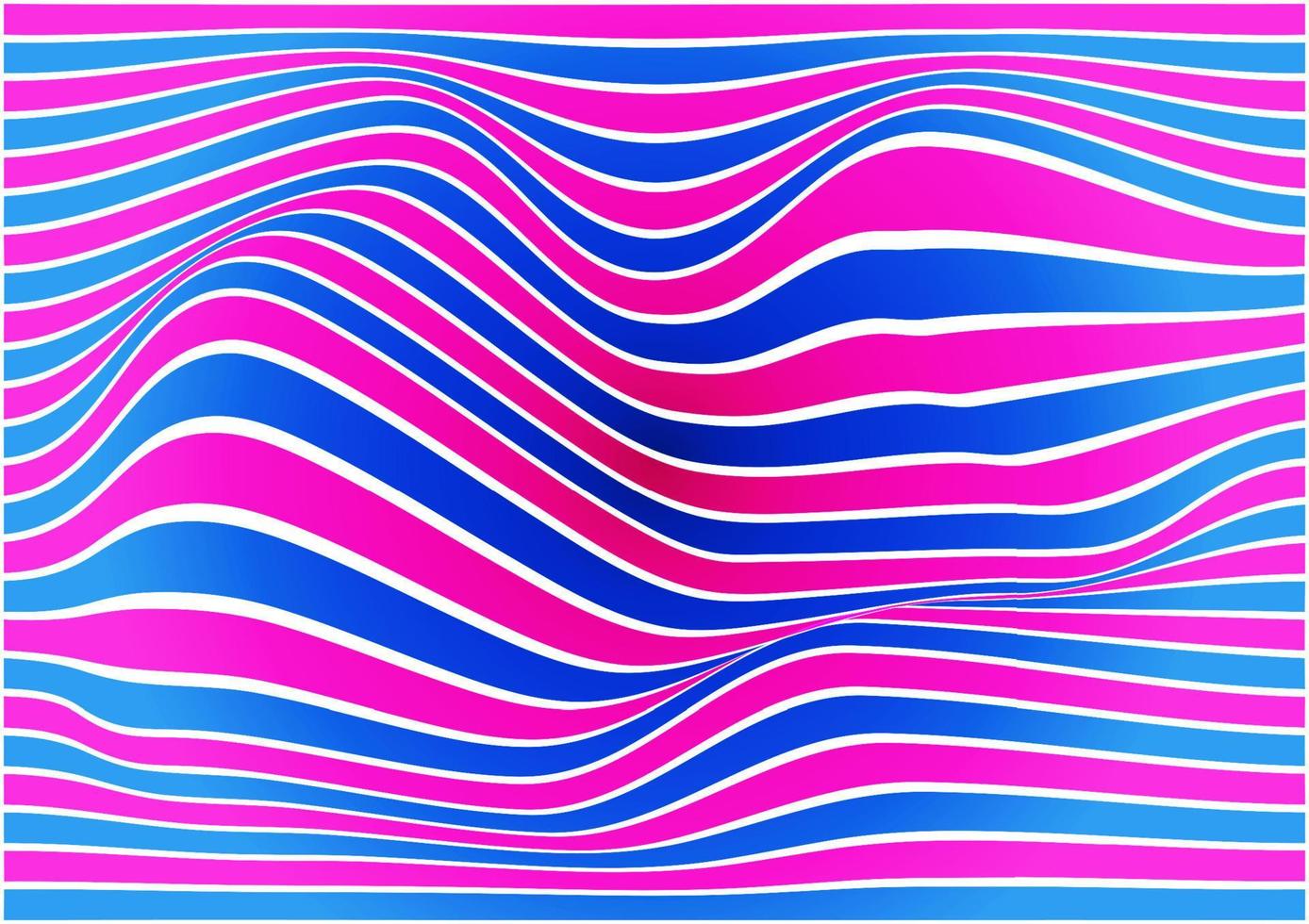 distorto ondulato Linee astratto sfondo vettore illustrazione, curva esso ha un' rosa e blu dritto linea modello.